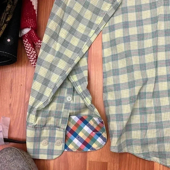 James Tattersall Plaid Green Yellow Shirt Size S - Picture 4 of 5